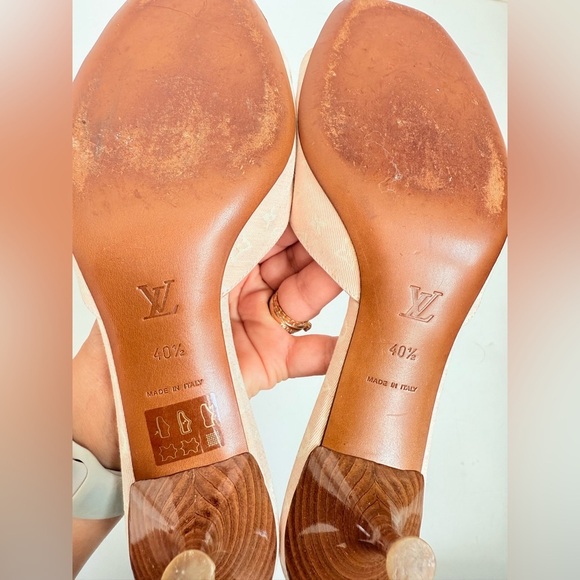 Louis Vuitton Vintage Leather Pink Gold Monogram Bowtie mid heel mules EU 40.5 - Picture 8 of 10
